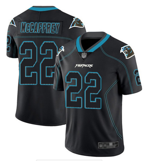 Men's Carolina Panthers Customized Black Lights Out Color Rush Limited Stitched Jersey
